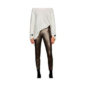 Zara Faux Suede Metallic Gold Leggings